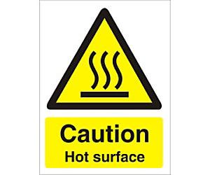 Stewart Superior Warning Sign Caution: Hot Surface Adhesive Vinyl 7.5 x 5 cm Pack of 5