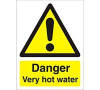 Stewart Superior Warning Sign Very Hot Water Adhesive Plastic 7.5 x 5 cm Pack of 5
