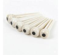 StewMac Waverly Bone Guitar Bridge Pins with Black Dot Inlay, Slotted, Set of 6