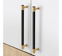 Steytemd 2 Pack Kitchen Cabinet Handles Black+Gold, Solid Zinc Alloy | Anodized Surface, T-Shape Cupboard Handles Modern-96mm/3.8in