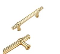 Steytemd 2 Pack Kitchen Cabinet Handles Gold, Solid Zinc Alloy | Anodized Surface, T-Shape Cupboard Handles Modern-96mm/3.8in