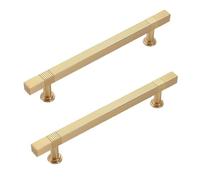 Steytemd Kitchen Cabinet Handles Modern, 2 Pack Cupboard Handles Gold, with Screws-128mm/5in