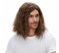 STfantasy Mens Brown Wig Wavy Mid Length Synthetic Hair for Male Cosplay Winter Soldier Costume