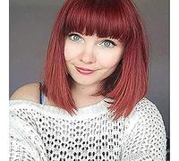 STfantasy Short Bob Women Wigs with Bangs Straight Synthetic Hair for Ladies Cosplay Party Halloween Costume