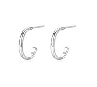 Stfery 14 Karat White Gold Open Hoop Earrings for Women, Simple C Shaped Stud Hoop Earrings Real Gold AU585