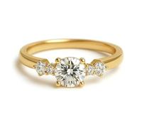 Stfery 14 Karat Yellow Gold Ring Real Gold Personalized, Moissanite 5 Stones Promise Ring for Women Size 11
