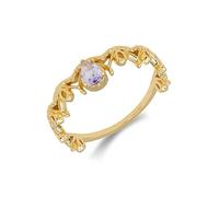 Stfery 14 Kt Gold Ring Real for Women, Crown Created Tanzanite Promise Ring Gold Au585 Size M 1/2