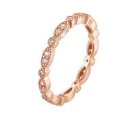 Stfery 14 Kt Rose Gold Engagement Ring Real Gold Personalized, Moissanite Infinity Band Ring for Women Size 6.5