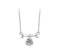 Stfery 14 Kt White Gold Constellation Necklace for Women Real Gold, Libra Pendant Necklace with 1ct Round Moissanite AU585