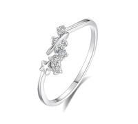 Stfery 14 Kt White Gold Ring Real Gold Personalized, Diamond Star Universe Stackable Ring for Women Size 9.5