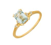 Stfery 14K Gold Ring Thin for Women, Rectangular Halo Amethyst Wedding Ring Real Gold Au585 Size M 1/2