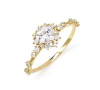 Stfery 14K Gold Ring Thin for Women, Sparkling Heart Moissanite Anniversary Ring Gold Au585 Size M 1/2