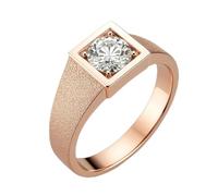 Stfery 14K Rose Gold Signet Ring Real Gold Personalized, Moissanite Frosted Band Ring for Women Size 5.5