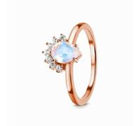 Stfery 14K Rose GoldStfery 18K Rose Gold Statement Ring Real Gold, Teardrop Moonstone Moissanite Stackable Ring Personalized for Women Size 4