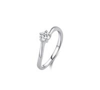 Stfery 14K White Gold Classic Twisted Lab-Grown Diamond Ring Real Gold, Solitaire Wedding Ring Personalized for Women Size Q 1/2