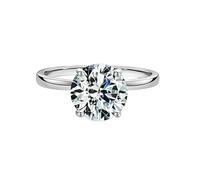 Stfery 14K White Gold Halo Ring Real Gold, 4 Prong Round Solitaire Moissanite Wedding Band Ring for Women Size H 1/2
