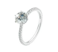 Stfery 14K White Gold Halo Ring Real Gold Personalized, 6 Prongs 1ct Moissanite Statement Ring for Women Size 9