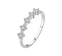 Stfery 14K White Gold Moissanite Stacking Ring for Women, Five-stone Promise Band Ring Real Gold Size L 1/2