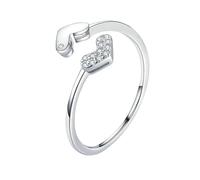 Stfery 14K White Gold Ring Real Gold, Double Hearts Moissanite Open Promise Ring for Women Size J 1/2