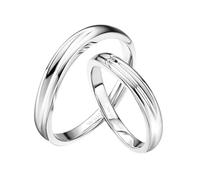 Stfery 14K White Gold Wedding Bands for Couples, Classic Womens Polished Rippled Wavy Ring Gold Anniversary Rings His and Her Au585 Size L 1/2
