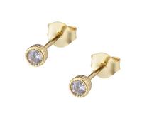 Stfery 14K Yellow Gold Bezel Solitaire Earrings for Women, Round Moissanite Stud Earrings Real Gold AU585