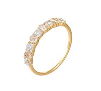 Stfery 14K Yellow Gold Engagement Ring for Women, Row Half Eternity Moissanite Ring Real Gold Au585 Size V 1/2