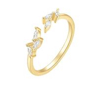 Stfery 14K Yellow Gold Moissanite Ring for Women, Cluster Open Promise Ring Real Gold Size S 1/2