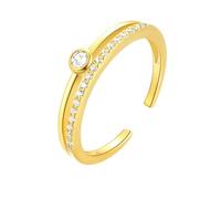 Stfery 14K Yellow Gold Moissanite Ring for Women, Double Band Open Marriage Band Ring Real Gold Size S 1/2