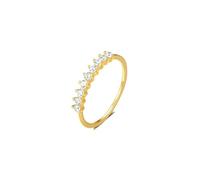 Stfery 14K Yellow Gold Moissanite Ring for Women, Half Eternity Marriage Band Ring Real Gold Size S 1/2