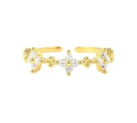 Stfery 14K Yellow Gold Moissanite Stacking Ring for Women, Flower Open Marriage Ring Real Gold Size S 1/2