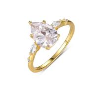 Stfery 14K Yellow Gold Pear Halo Ring Real Gold, Classic Moissanite Engagement Ring Personalized for Women Size 6