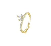 Stfery 14K Yellow Gold Ring for Women, Moissanite Cluster Marriage Band Ring Real Gold Size S 1/2
