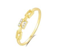 Stfery 14K Yellow Gold Ring Real Gold, Diamond Linked Ring Personalized for Women Size 6
