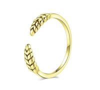 Stfery 14K Yellow Gold Stacking Ring for Women, Vintage Ear of Wheat Open Ring Real Gold Size P 1/2