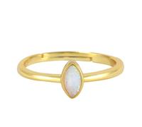 Stfery 14K Yellow Gold Vintage Ring for Women, Bezel Marquise Opal Marriage Band Ring Real Gold Size S 1/2