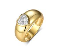 Stfery 14K Yellow Gold Wedding Ring Real Gold Personalized, Heart Moissanite Curved Band Ring for Women Size 4