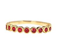 Stfery 18 Karat Engagement Rings for Women Set with 0.35ct Round Pigeon Blood Ruby Promise Band Size L 1/2
