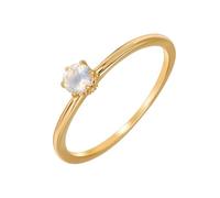 Stfery 18 Karat Gold Solitaire Ring Thin for Women, Dainty Round Moonstone Stacking Ring Real Gold Au750 Size L 1/2