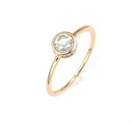 Stfery 18 Karat Gold Stackable Ring Real Thin for Women, Dainty Bezel Round Topaz Ring Gold Au750 Size Q 1/2