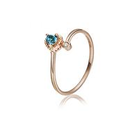 Stfery 18 Karat Rose Gold Engagement Rings Set with Heart Shape Blue Topaz and Diamonds Promise Band Size S 1/2