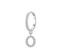 Stfery 18 Karat White Gold Hoop Earrings Real Gold for Women Real Gold, Dangle Letter O Huggie Hoop Earrings Pave Moissanite AU750