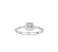 Stfery 18 Karat White Gold Promise Ring for Her Personalized, 1ct Princess Moissanite Ring Real Gold Size P 1/2