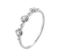 Stfery 18 Karat White Gold Promise Ring Real Gold Personalized, Moissanite Roses Stacking Band Ring for Women Size 11