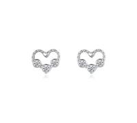 Stfery 18 Karat White Gold Stud Earrings for Women, Hollow Heart Moissanite Stud Earrings Real Gold AU750