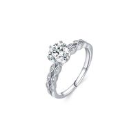 Stfery 18 Karat White Gold Wedding Ring for Her Personalized, Lab Created Diamond Pavé Double-row Ring Real Gold Size P 1/2