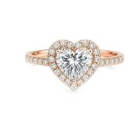 Stfery 18 Kt Rose Gold Heart Ring Real Gold Personalized, Moissanite Statement Ring for Women Size 9.5