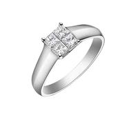 Stfery 18K Gold Promise Rings in Created Diamond, Classic Square Halo Band Ring for Her, Wedding Rings with Princess Lab Grown Diamonds 0.4ct White Gold Au750 Size P 1/2