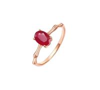 Stfery 18K Gold Wedding Rings in Created Ruby, Classic Oval Solitaire Ring for Her, Promise Band with 1ct Lab Grown Ruby Rose Gold Au750 Size M 1/2