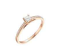 Stfery 18K Rose Gold Diamond Engagement Ring for Her, Classic Square Halo Pave Row Ring Real Gold Stackable Band with 0.2ct Princess cut Diamond Au750 Size J 1/2