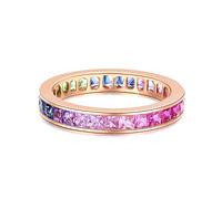 Stfery 18K Rose Gold Promise Ring Row Eternity Ring, Set with 2ct Colorful Sapphire Engagement Bands Size J 1/2